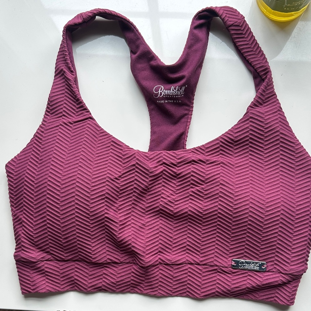 Bombshell Sportswear Textured Maroon Sports Bra
